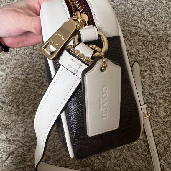 Coach Mini Jamie Camera Bag In Signature Canvas With Varsity Motif - Picture 4 of 12